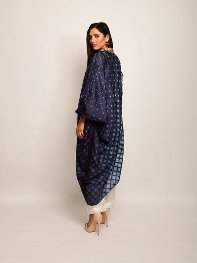 Patang Embroidered Shibori Charcoal Asymmetrical Tunic
