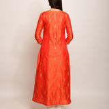 Orange Embroidered Buti Silk Kurta