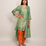 Patang Embrodied Shibori Olive/Beige Asymmetrical Tunic
