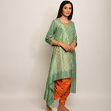 Patang Embrodied Shibori Olive/Beige Asymmetrical Tunic