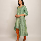Patang Embrodied Shibori Olive Asymmetrical Tunic