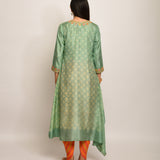 Patang Embrodied Shibori Olive/Beige Asymmetrical Tunic