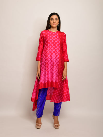 Patang Shibori Red/Pink Asymmetrical Tunic