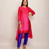 Patang Shibori Red/Pink Asymmetrical Tunic