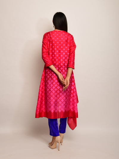 Patang Shibori Red/Pink Asymmetrical Tunic