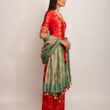 Patang Rust & Sage Embroidered Shibori Sharara Set
