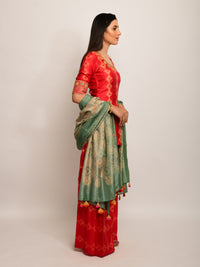 Patang Rust & Sage Embroidered Shibori Sharara Set