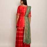 Patang Rust & Sage Embroidered Shibori Sharara Set