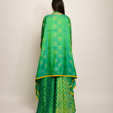 Patang Embroidered Shibori Green Lehenga Cape Set