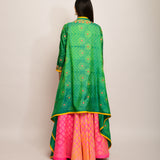 Patang Embroidered Shibori Pink Lehenga Cape Set