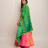 Patang Embroidered Shibori Pink Lehenga Cape Set