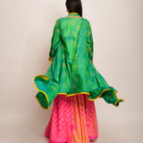 Patang Embroidered Shibori Pink Lehenga Cape Set