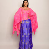 Floral Chevron Embroidered Shibori Purple Lehenga Skirt