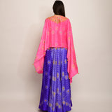 Floral Chevron Embroidered Shibori Purple Lehenga Skirt
