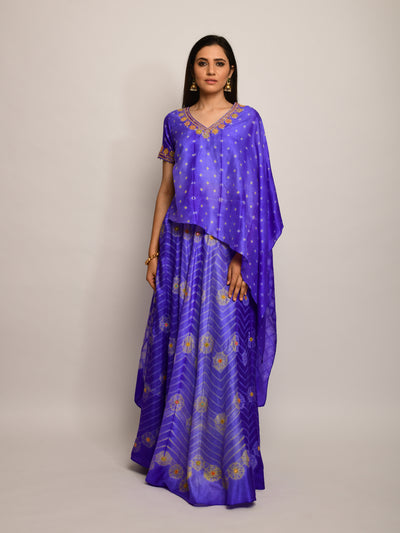 Patang Embroidered Shibori Purple Cape