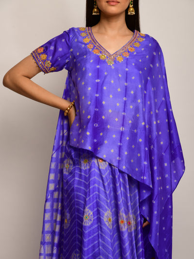 Patang Embroidered Shibori Purple Cape