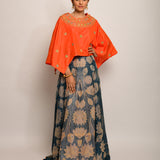 Patang Orange Embroidered Cape