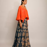 Patang Orange Embroidered Cape