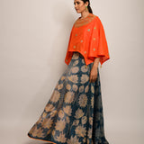 Patang Orange Embroidered Cape
