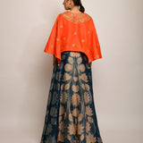 Patang Orange Embroidered Cape