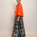 Patang Orange Embroidered Cape