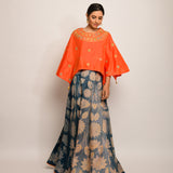 Patang Orange Embroidered Cape