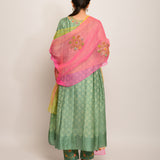 Patang Shibori Olive  Kurta Set with Buta Dupatta