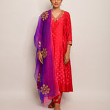 Patang Shibori Red Kurta Set with Buta Dupatta