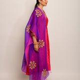 Patang Shibori Red Kurta Set with Buta Dupatta