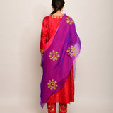 Patang Shibori Red Kurta Set with Buta Dupatta