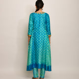 Patang Shibori Turquoise Kurta Set with Buti Dupatta