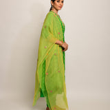 Patang Shibori Green Kurta Set with Buti Dupatta