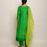Patang Shibori Green Kurta Set with Buti Dupatta