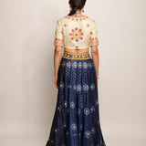 Floral Chevron Shibori Grey Lehenga Set