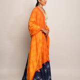 Floral Chevron Shibori Grey Lehenga Set