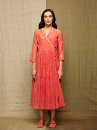 Red Multi Applique Embroidered Dress