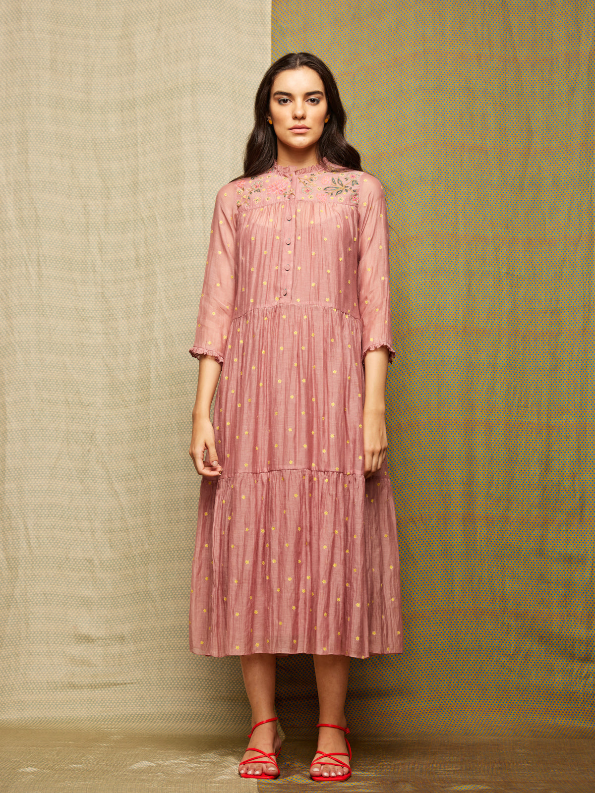 Rose Blush Tiered Embroidered Tunic Dress