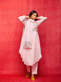 Rose Pink Embroidered Stole