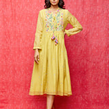Rose Yellow Embroidered Yoke Tunic