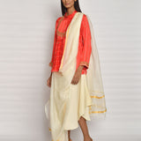 Scarlet Striped Embroidered Top With Drape Saree