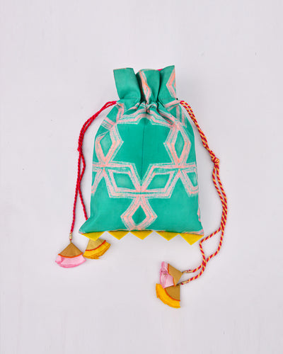 Green Shibori Potli Bag
