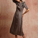 Amer Black Beige Fitted Dress