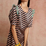Amer Black Beige Fitted Dress
