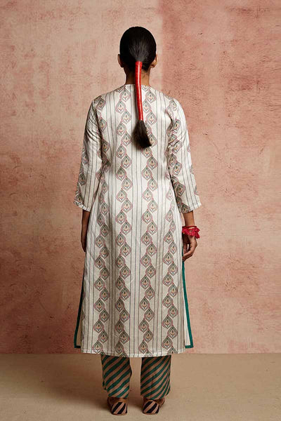 Amer Ivory Striped Buti Kurta