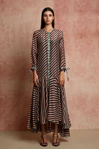 Amer Black Beige Flared Dress