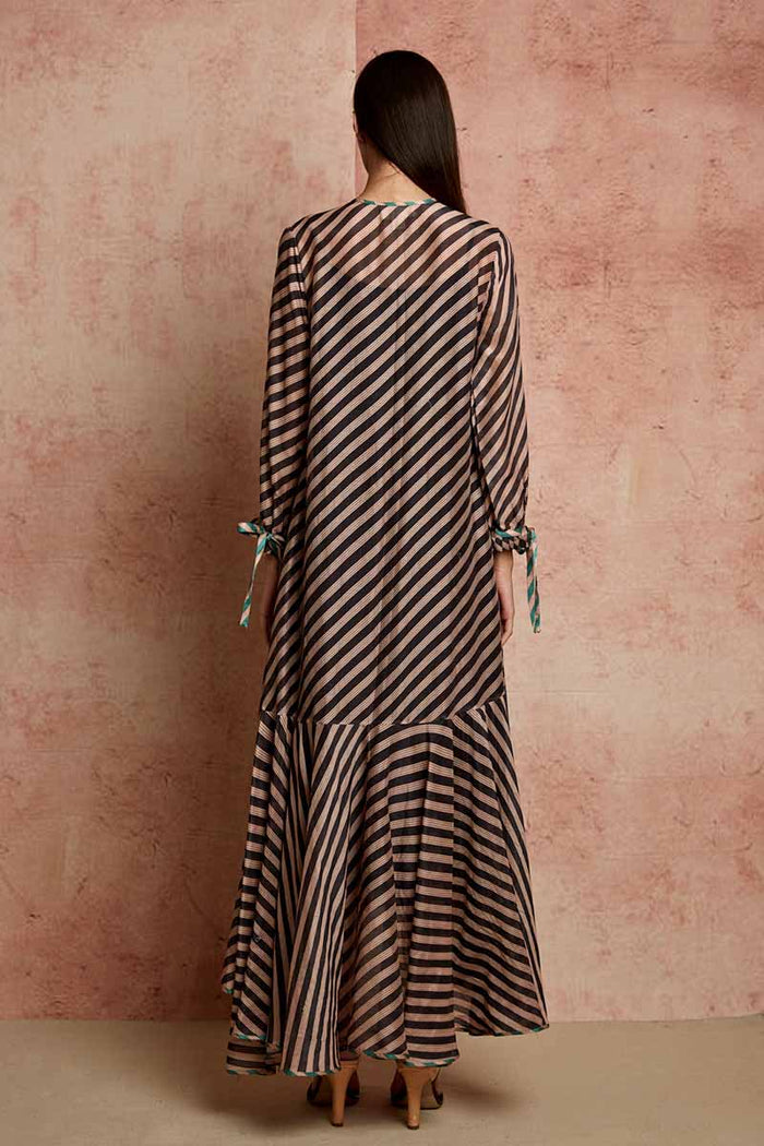 Amer Black Beige Flared Dress