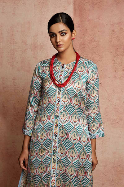 Amer Multicolor Front Open Kurta