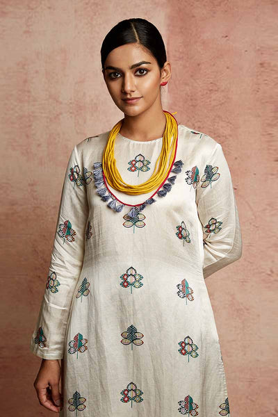 Amer Ivory Mix Buti Kurta