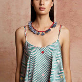 Amer Green And Beige Chevron Singlet