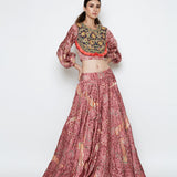 Morbagh Rose Pink Embroidered Lehenga With Crop Top